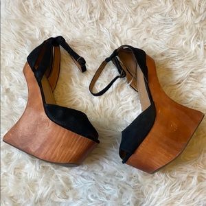 JEFFREY CAMPBELL STR8UP SANDAL PLATFORM HEEL SZ 7